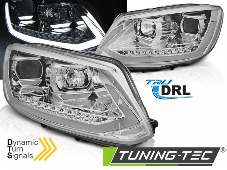 LED Tagfahrlicht Design Scheinwerfer für VW Touran II 5T 10-15 Chrom